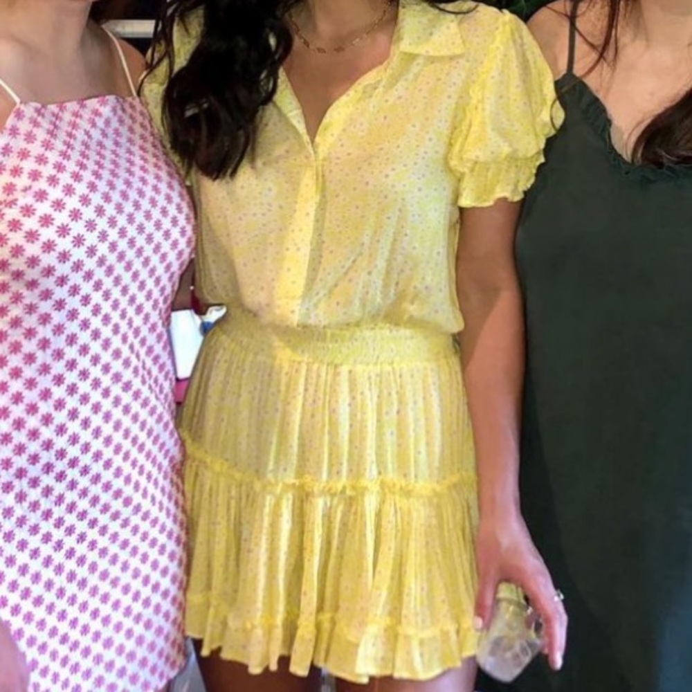 Skylar + Madison Yellow Floral collar ruffle dress